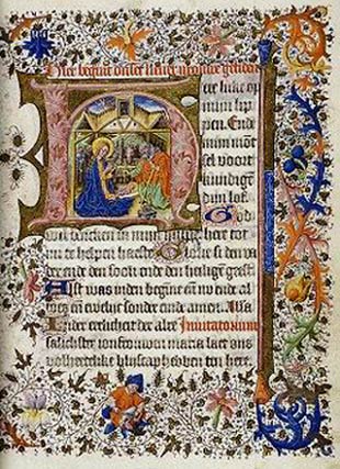 pagina uit een middeleeuws Maria-getijdenboek