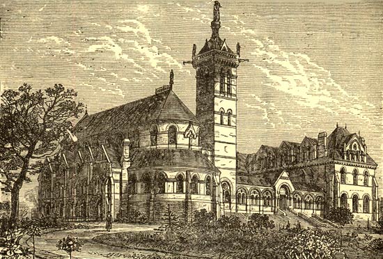 het St. Joseph's College van Mill Hill. 19de eeuwse ets.