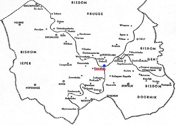 De 4 bisdommen die West-Vlaanderen bestrijken tussen 1559 en 1802