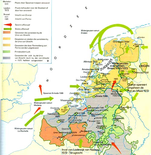 Het verloop van de Opstand in de Nederlanden tegen Spanje (1567-1609)