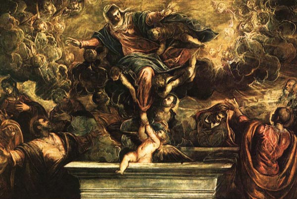 Tenhemelopneming van Maria. Tintoretto, 1550 (Veneti, Gallerie dell'Accademia).