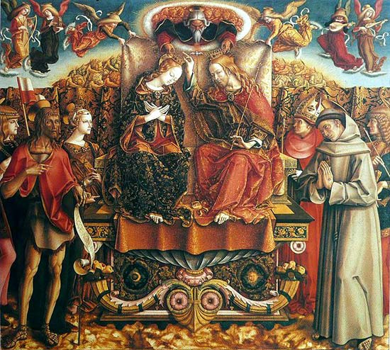 Kroning van Maria in de hemel. C. Crivelli, 1493. Milaan, Pinacotea di Brera