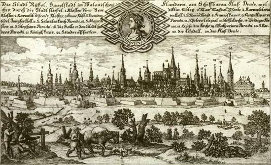 kaart van Rijsel. Petrus Kaerius, 1622