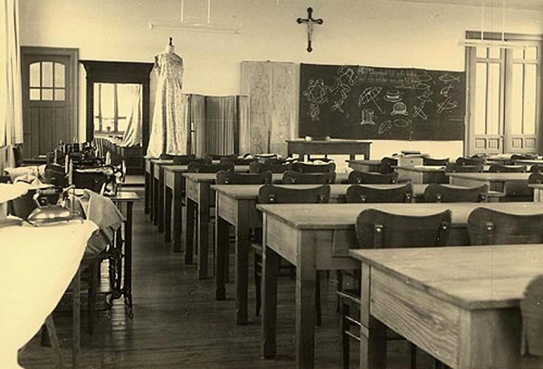 klaslokaal van Snit en Naad (schooljaar 1958-59)