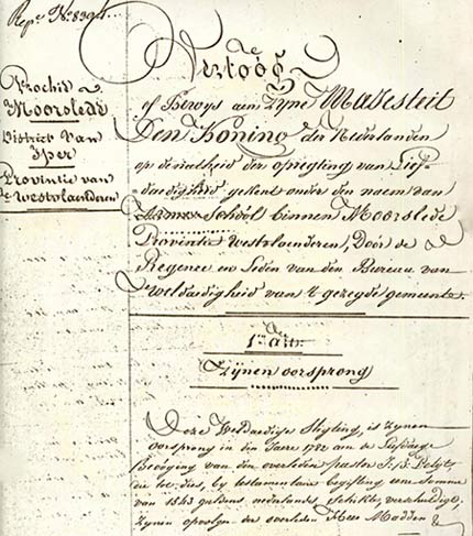 brief van het gemeentebestuur aan koning Willem I over de 'Armen-school' (1823)